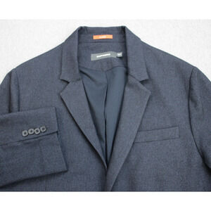 BLUFFWORKS Gramercy Blazer Mens 46R Navy Blue Classic Notched Lapels 2 Buttons